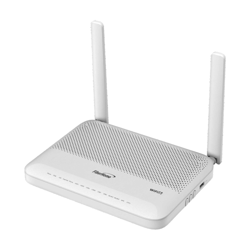 FIBERHOME HG6144F ONU GPON WiFi 6, Doble Banda 2.4/5 GHz, Compatible con OLT´s de Terceros, 4 puertos Gigabit Ethernet + 2 POTS + 1 USB + 1 CATV (RF), conector SC/APC,(Gestión WAN desde la Interfaz de la ONU)
