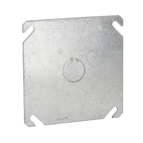 RACO HUB-753 Tapa Cuadrada con Entrada de 1/2 para caja de 4″.