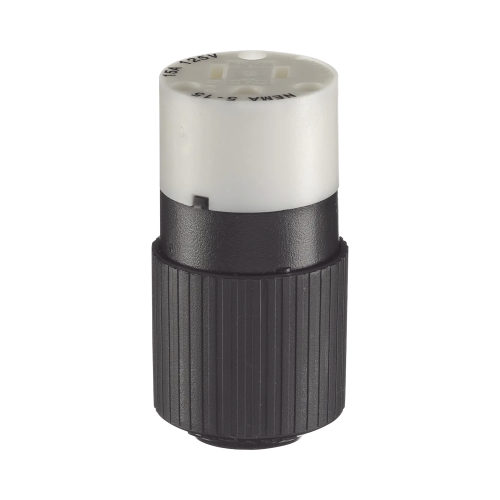 HUBBELL HUB-BRY-5269-NC Conector de 15 A 125 V CA/ 2 Polos 3 Hilos/ Grado Industrial/ Color Blanco y Negro/ NEMA 5-15R.