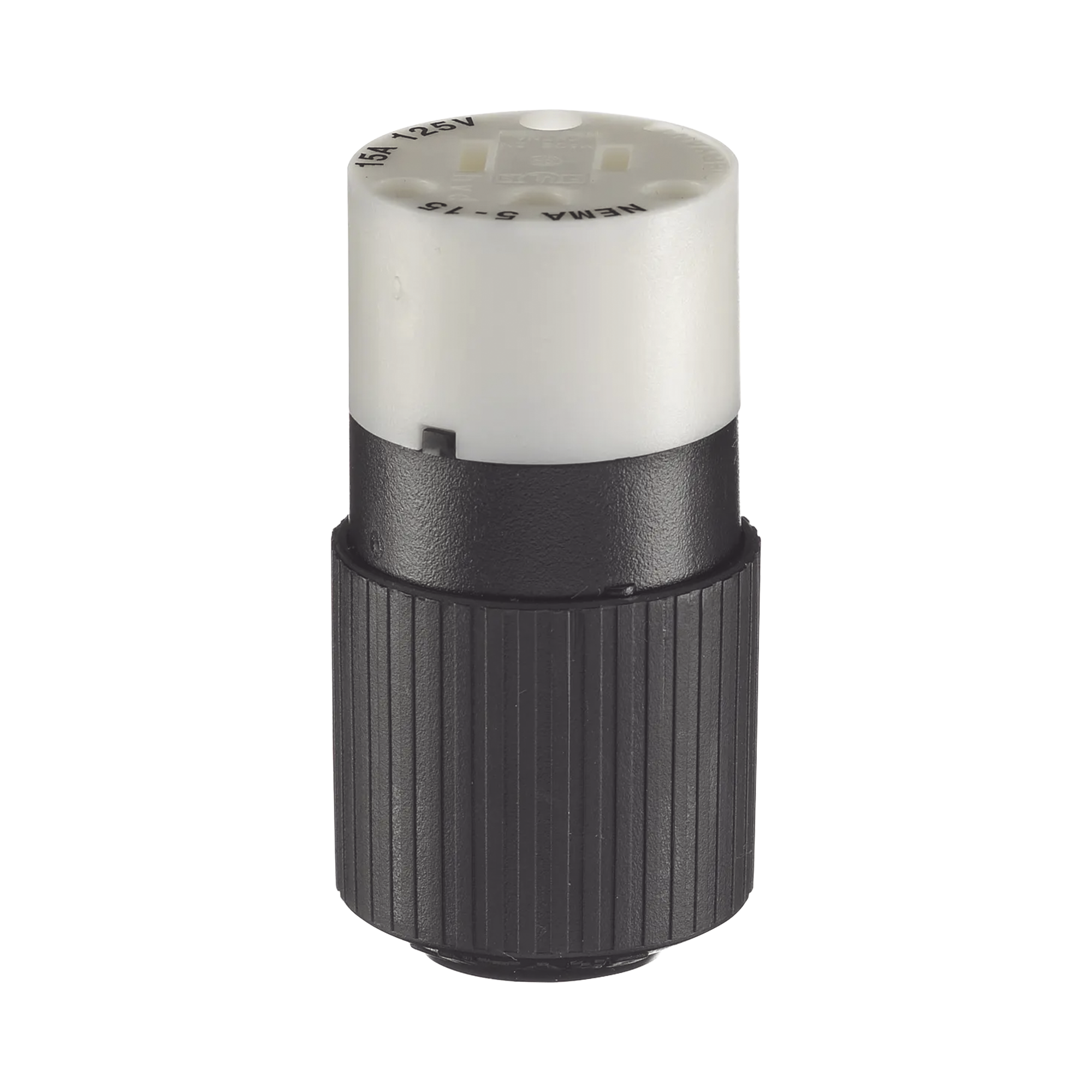 HUBBELL HUB-BRY-5269-NC Conector de 15 A 125 V CA/ 2 Polos 3 Hilos/ Grado Industrial/ Color Blanco y Negro/ NEMA 5-15R.