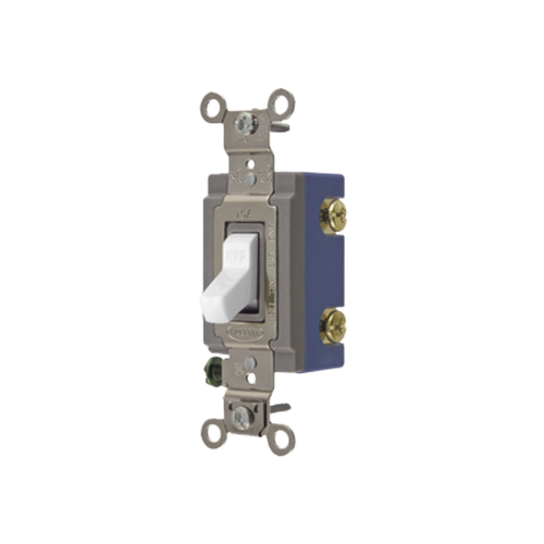 HUBBELL HUB-HBL-1201-W Interruptor de Palanca 15 A 120-277 V CA/ Unipolar, Grado Industrial/ Uso Extra Pesado, Cableado Lateral y Posterior, Color Blanco.