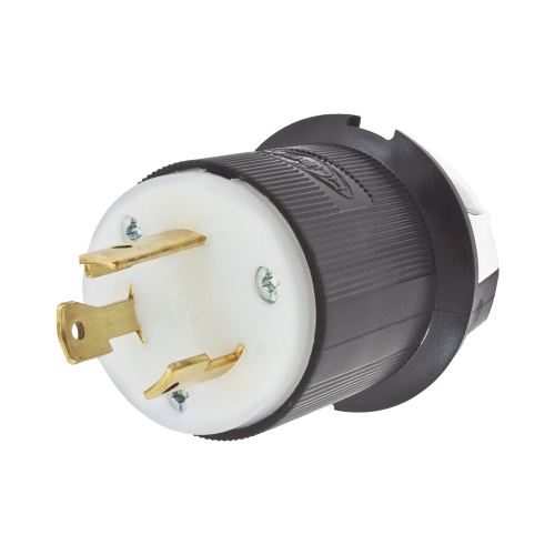 HUBBELL HUB-HBL-2611 Clavija Industrial con Bloqueo de Media Vuelta, 30 A 125 V CA, 2 Polos 3 Hilos, Color Blanco y Negro, Nema L5-30P.