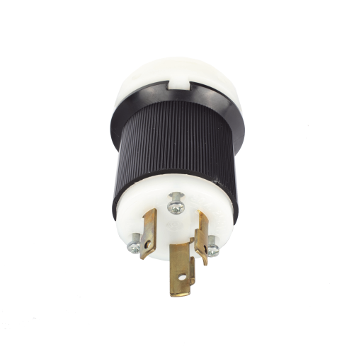 HUBBELL HUB-HBL-2621 Clavija Industrial con Bloqueo de Media Vuelta, 30 A 250 V CA, 2 Polos 3 Hilos, Color Blanco y Negro, Nema L6-30P.