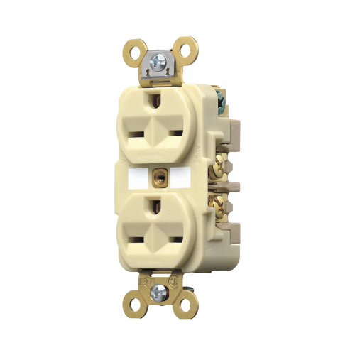 HUBBELL HUB-HBL-566-2I Contacto Dúplex 15 A 250 V, 2 Polos 3 Hilos, Nema 6-15R, Grado Industrial /Color Marfil.