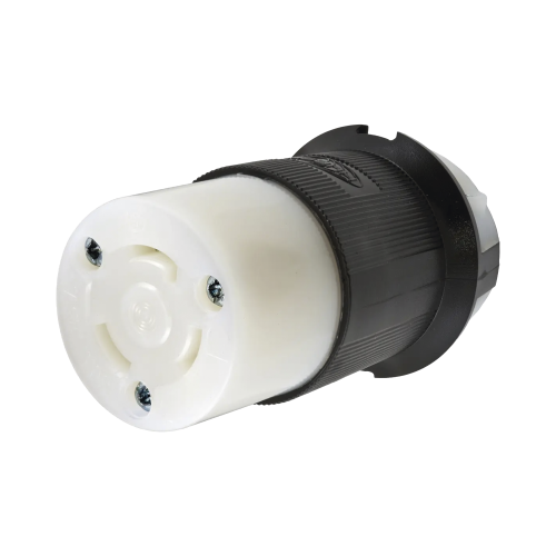 HUBBELL HUB-HBL2613 Conector Industrial con Bloqueo de Media Vuelta, 30 A 125 V CA, 2 Polos 3 Hilos, Color Blanco y Negro, Nema L5-30R.