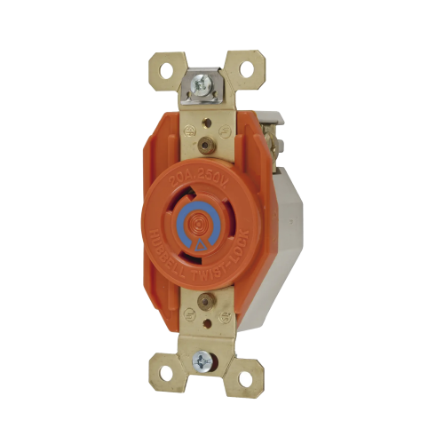 HUBBELL HUB-IG23-20 Receptáculo Sencillo de Media Vuelta/ 20 A 250 V CA, 2 Polos 3 Hilos, Nema L6-20R.