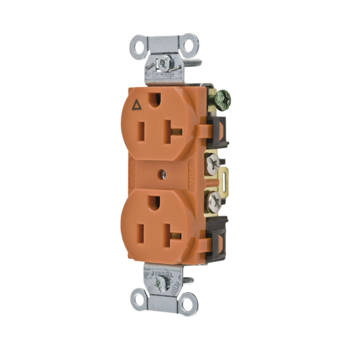 HUBBELL HUB-IG5352 Contacto Dúplex Conexión a Tierra Aislada/ 20 A 125 V/ 2 polos 3 Hilos/ Color naranja/ Nema 5- 20R/ Grado Comercial.