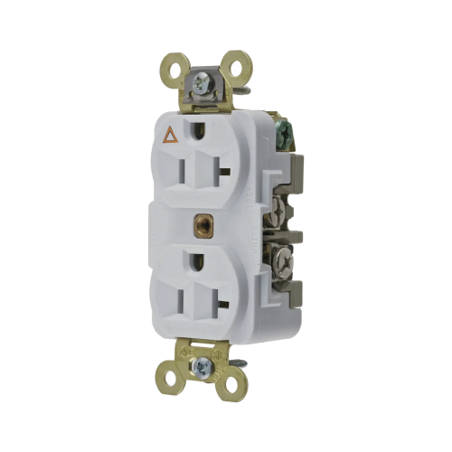 HUBBELL HUB-IG5362W Contacto Dúplex Conexión a Tierra Aislada/ 20 A 125 V/ 2 polos 3 Hilos/ Color Blanco/ Nema 5- 20R/ Grado Industrial.