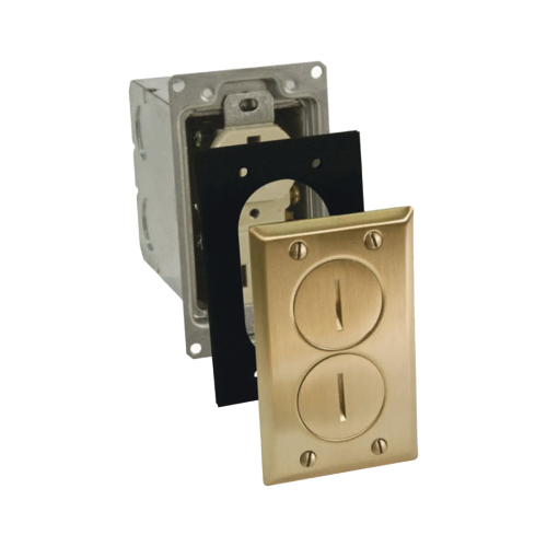 HUBBELL HUB-RF6500-BR Kit de Caja de Piso con Receptaculo de 15A 125V/ Acabado Latón.