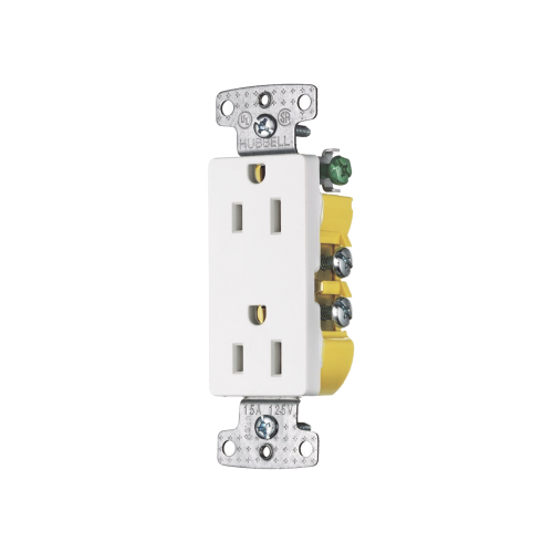 HUBBELL HUB-RRD15W Contacto Duplex Decorador 15A 125V, 2 Polos, 3 Hilos, Color Blanco (Nema5-15R).