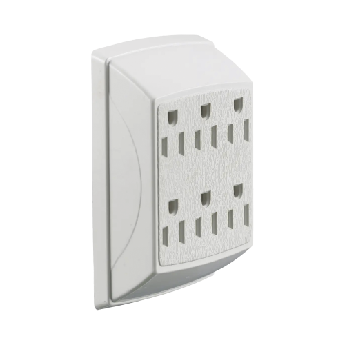 HUBBELL HUB-RT-600-W Multicontacto Dúplex con 6 Salidas/ 15 A 125 V CA/ 2 Polos 3 Hilos, Color Blanco.