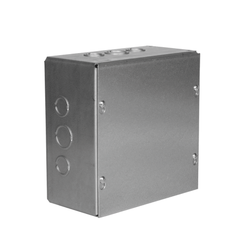 RACO HUB-SC-1010-04G Caja Extra Grande 10″ x 10″ x 4″/ Profundidad 4″/Entradas Laterales – Finales 2 Entradas de 1/2″- 3/4″, 1 Entrada de 3/4″ – 1″ y 2 Entradas de 1″- 1 1/4″, Incluye tapa.