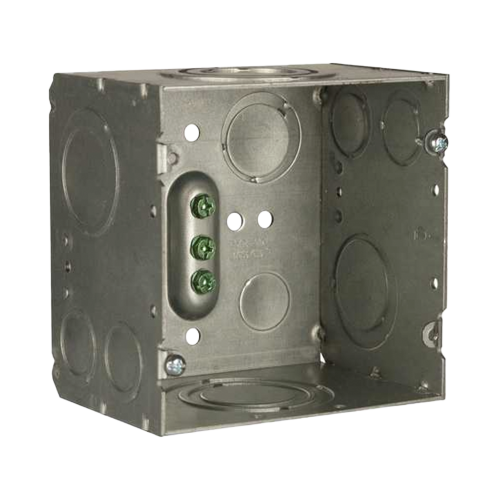 RACO HUB260 Caja Cuadrada 4- 11/16″ x 4 11/16″/ Profundidad de 3-1/4″/ 2 Entradas 1″, 1 1/4″, 1 1/2″, 2″, 2 Entradas 1″-1 1/4″, 2 Entradas 3/4 «- 1″, 4 Entradas 1/2″ – 3/4″, 2 Entradas 1/2».