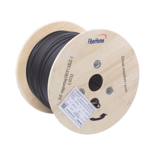 LINKEDPRO BY FIBERHOME IC-FIG8A2-1C Carrete de 1 km de Fibra Óptica Aérea Mini Figura 8 G.657A2 tipo Drop, Monomodo de 1 Hilo (unifibra), Color Negro, Span 80