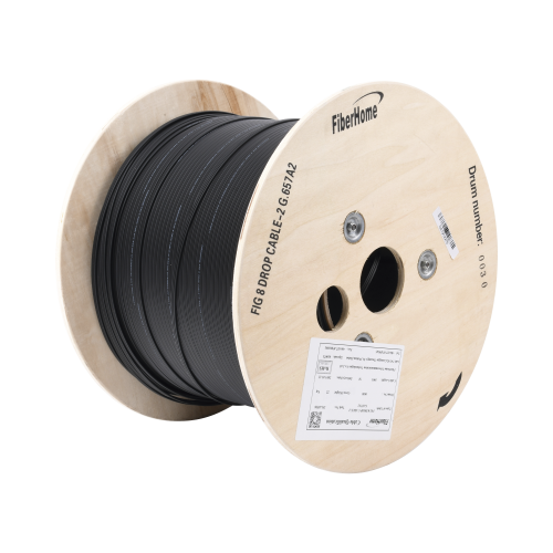 LINKEDPRO BY FIBERHOME IC-FIG8A2-2C Carrete de 1 km de Fibra Óptica Aérea Mini Figura 8 G.657A2 tipo Drop, Monomodo de 2 Hilos (bifibra), Diseñada para Fusionarse, Color Negro, Span 80, (No Soporta Conectores Mecánicos)