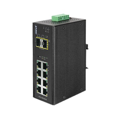 PLANET IGS-10020MT Switch Industrial Administrable Capa 2, 8 Puertos 10/100/1000T, 2 Puertos SFP 1G, 2.5 G BASE X