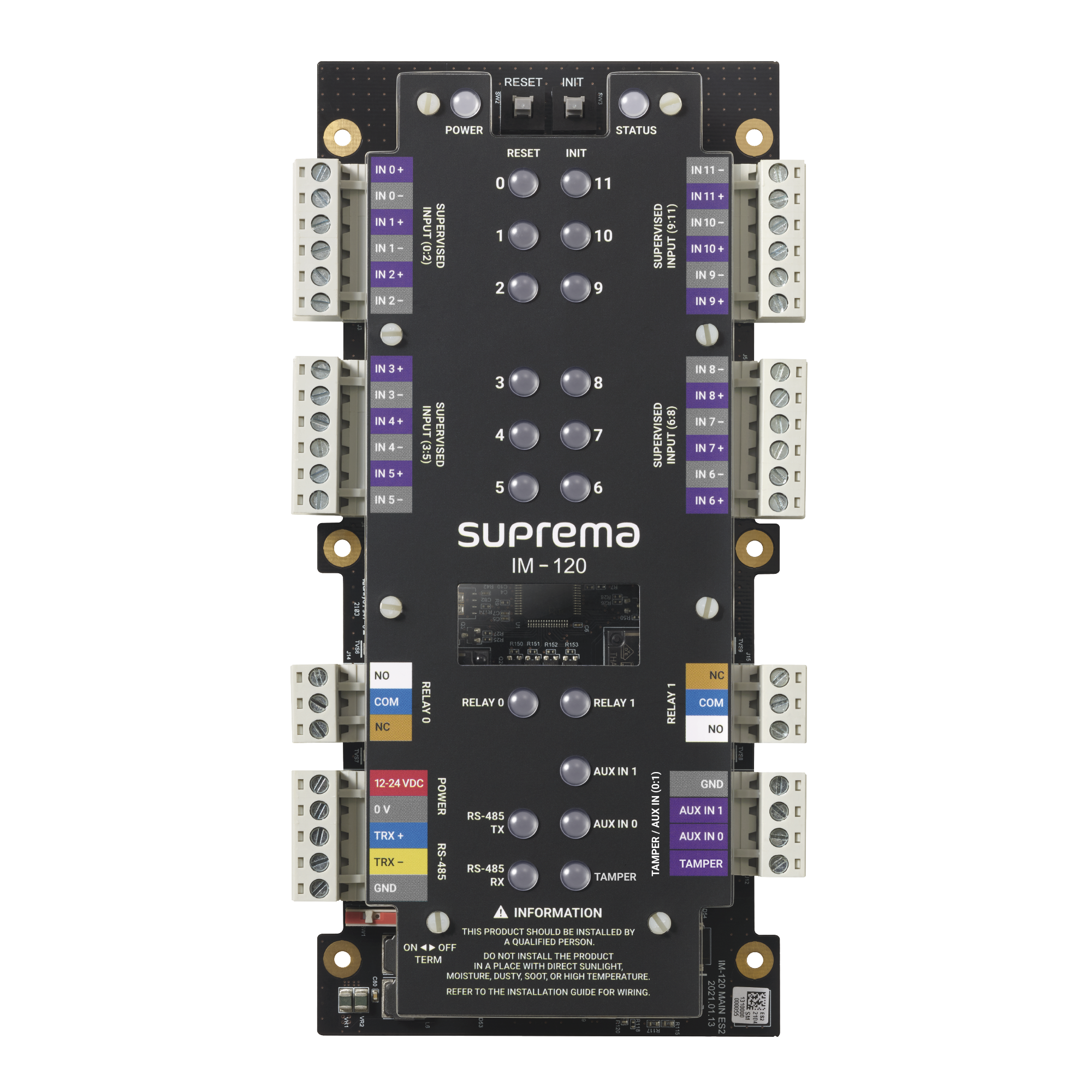 SUPREMA IM120 Módulo de Supervisión de 12 Entradas y 2 salidas de Relevador