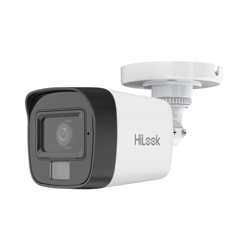 HiLook by HIKVISION IPC-B140HA-LUC [Dual Light] Bala IP 4 Megapixel, Lente 2.8 mm, Ángulo de visión 104°, 20 mts IR + 15 mts Luz Blanca, Micrófono Integrado, ACUSENSE Lite, Exterior IP67, H.265+, PoE, ONVIF, dWDR