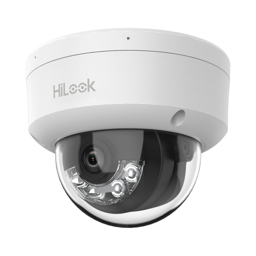 HiLook by HIKVISION IPC-D120HA-LUC [Dual Light] Domo IP de 2 Megapixel (1080p), Lente 2.8 mm, 20 mts IR + 15 mts Luz Blanca, Micrófono Integrado, ACUSENSE Lite, Uso en interior, PoE, dWDR, H.265+, ONVIF