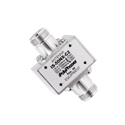 POLYPHASER IS-50NX-C2 Protector Coaxial RF de CD Para 125 – 1000 MHz Con Ceja lateral y Conectores N Hembra en Ambos Lados, 50 Ω