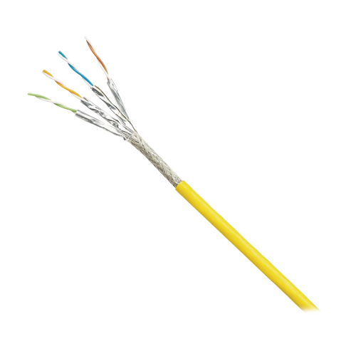 PANDUIT ISX6X04AYL-LED Bobina de Cable Blindado S/FTP Categoría 6A, Uso Industrial con Resistencia al Aceite, Rayos UV y Abrasión, Multifilar (Flexible), Color Amarillo, Bobina de 500m