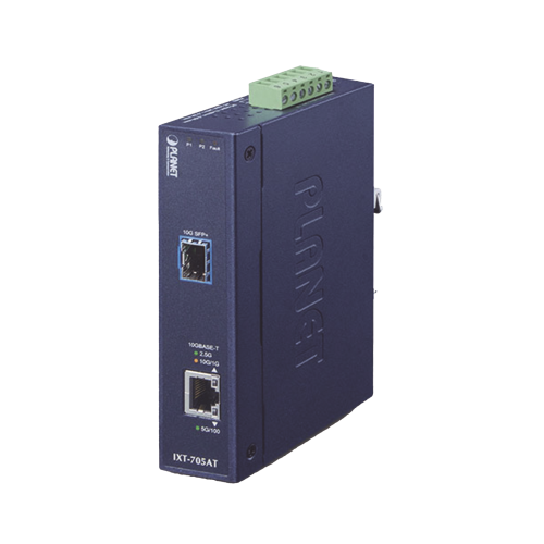 PLANET IXT-705AT Convertidor de Medios Industrial Ethernet RJ45 10G/5G/2.5G/1G/100M a SFP+ 10GBASE-X