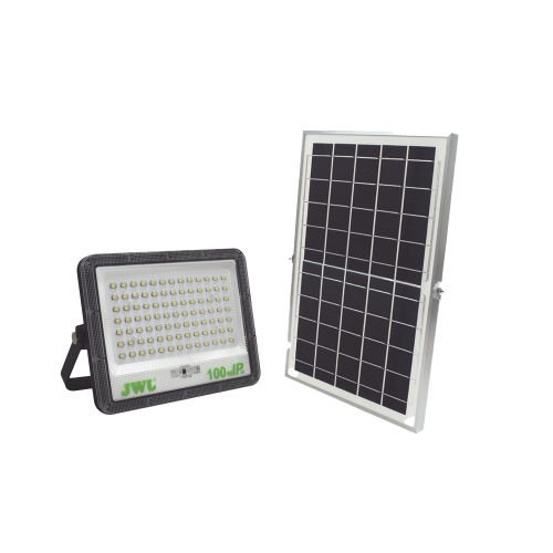 JWJ JLRE-SOL-01-100N Reflector de 100 W con Panel Solar, Batería 3.2 V CD, T.C.C. 6 500 K, IP65.