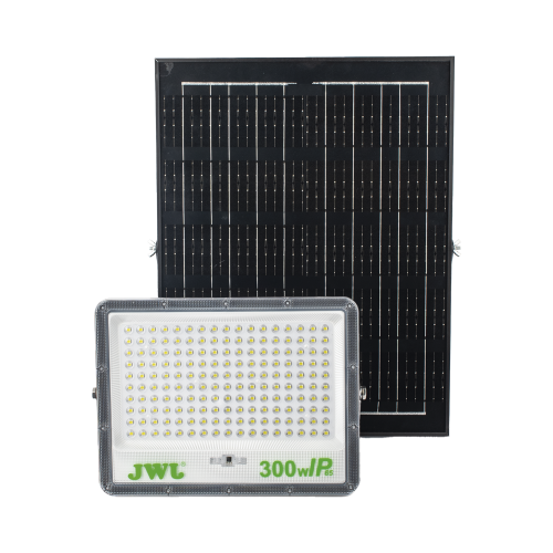 JWJ JLRE-SOL-01-300N Reflector de 300 W con Panel Solar, Batería 3.2 V CD, T.C.C. 6 500 K, IP65.