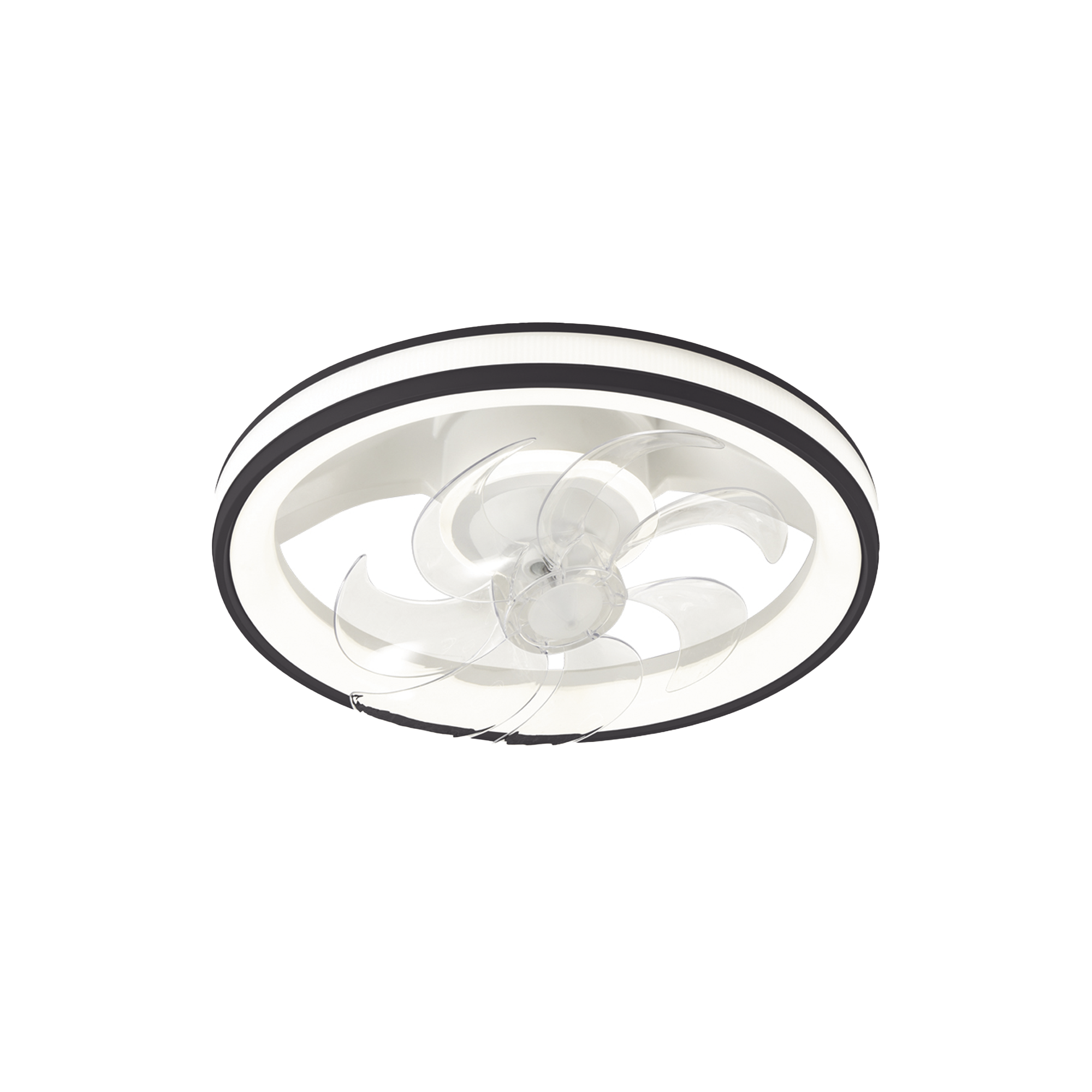 JWJ JLV-014 Ventilador de Techo con Luminario LED de 110 V CA 50/60 Hz, 88 W /4500 Lm, 6500 – 4 000 – 2 700 K /3 Tonos de Luz, 501 mm, 6 Velocidades, Dimeable, Color Blanco y Negro.