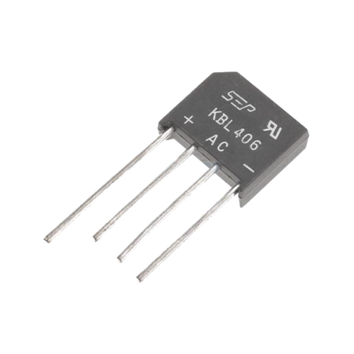 SYSCOM KBL-406G Puente Rectificador de Silicio, 4 Amp. 600 Volt, Fase Sencilla, Encapsulado KBL.