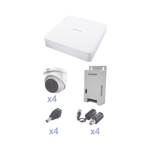 EPCOM PROFESSIONAL KEVTX8T4EG/A KIT TurboHD con Audio 1080p, DVR 4 Canales, 4 Cámaras Domo (exterior 2.8 mm), Transceptores, Conectores, Fuente de Poder, AUDIO POR COAXITRON