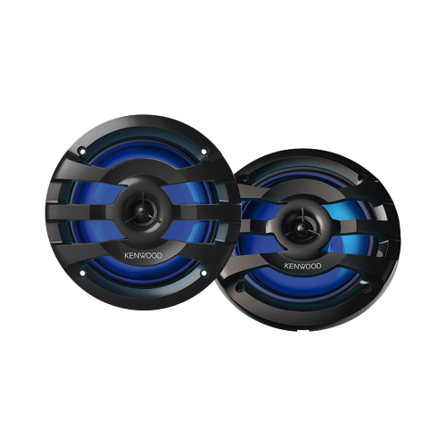 JVC KENWOOD KFC1673MRBL Par de altavoces fabricados en grado marinos en rejilla color negro de 6.5″ con iluminación led, potencia máxima de 260 W