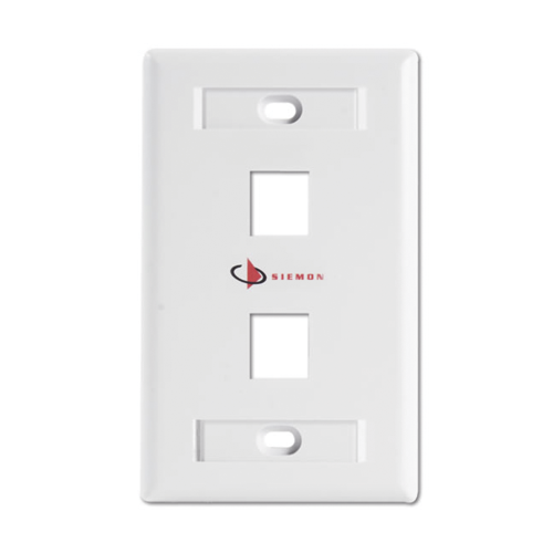 SIEMON KFP-S-02-02S Placa de pared Keystone de 2 salidas, color blanco, para Jacks Keystone Z-MAX y MAX