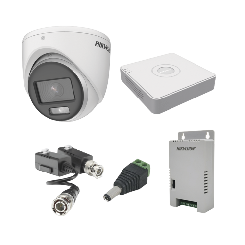 HIKVISION KH1080PL4EC KIT COLORVU TURBOHD 1080pLite, DVR 4 Canales, 4 Cámaras Eyeball (exterior), Transceptores, Conectores, Fuente de Poder Profesional