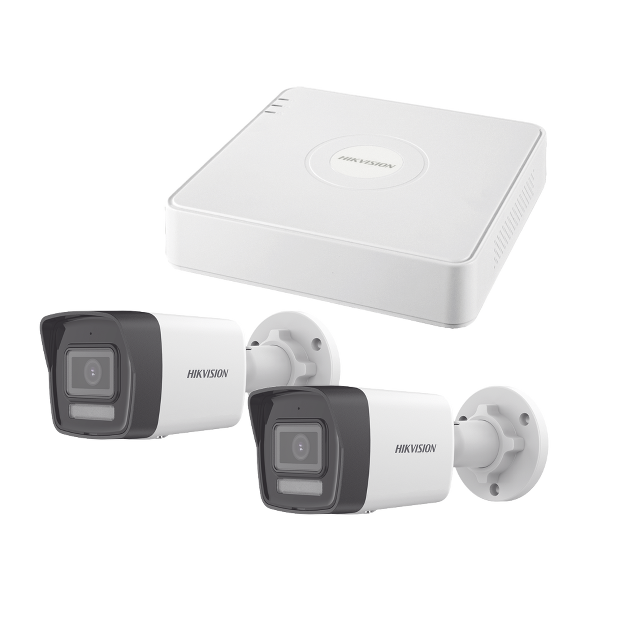 HIKVISION KIPCSTART Kit IP 1080p (2 Megapixel), NVR de 4 Canales con 4 Puertos PoE, 2 Cámaras Bala IP con Microfono Integrado, ColorVu Lite y ACUSENSE Lite