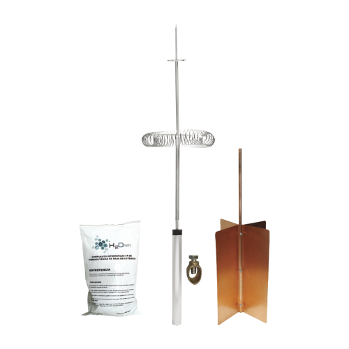 TOTAL GROUND KIT-DIPOLO-BASIC Kit Básico de Pararrayo con Punta Dipolo y Electrodo Tipo Rehilete. Instalación en Poste o Torre.