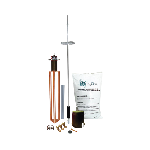 TOTAL GROUND KIT-DIPOLO-T Kit de Pararrayo para Torre o Poste tipo Dipolo Corona con Electrodo y Accesorios de instalación.