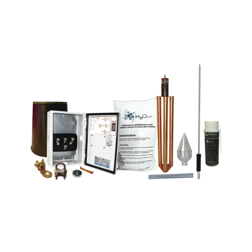 TOTAL GROUND KIT-MASTER-01T Kit Pararrayo con Punta en Acero Inoxidable con Accesorios de Instalación en Torre para Protección de 160 m de Diámetro.