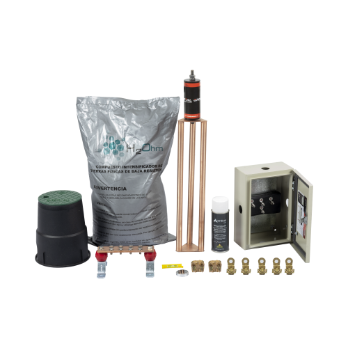 TOTAL GROUND KIT-MASTER-45K-V2 Kit de tierra Física Modelo TG45K con Electrodo Magnetoactivo 50 x 11.5 cm, Capacidad Max: 45 AMP