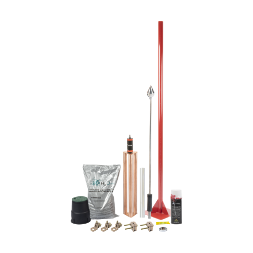 TOTAL GROUND KIT-MASTER-ALU-V2 Kit Pararrayo con Accesorios para Protección de Diámetro de 80 m.
