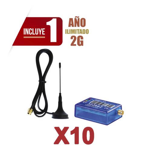 M2M SERVICES KIT10MINI012G KIt de 10 Comunicadores de Alarma MINI012G con Antena 2G, Incluyen 1 Año de Cobertura, Aplicación Gratuita, Cero Configuración, Compatible Honeywell/DSC/CROW/PIMA