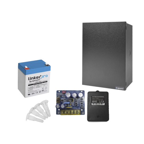 EPCOM POWERLINE KIT16B3LK5 Kit con fuente PLB3 con salida de 12 Vcc a 4 Amper, incluye transformador y batería de 12 V a 5.5 Amper