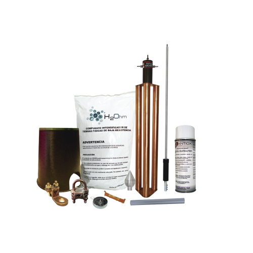 TOTAL GROUND KITMASTERALUT Kit Pararrayo con Accesorios de Instalación en Torre para Protección de 80 m de Diámetro.