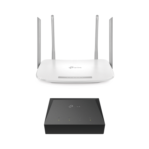 TP-LINK KITONU-EC220G5 Kit de ONU Gigabit XZ000G3 con Router Router Inalámbrico ISP doble banda AC, Hasta 1167 Mbps, 4 antenas externas omnidireccional, Puertos Gigabit