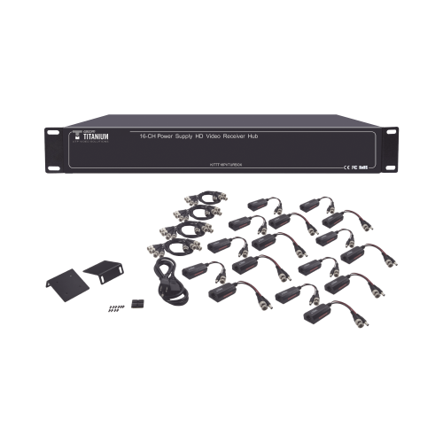 EPCOM TITANIUM KITTT16PVTURBOX Kit de TRANSCEPTOR ACTIVO DE 16 Canales, VIDEO+PODER en un solo Cable UTP, 150m en 4K, 200m en 5 MP/ Envía 36 Vcc y recibe 12 Vcc, TODO INCLUIDO PARA RACK, Compatible con cámaras HD-TVI/CVI/AHD/CVBS, Instalación Limpia
