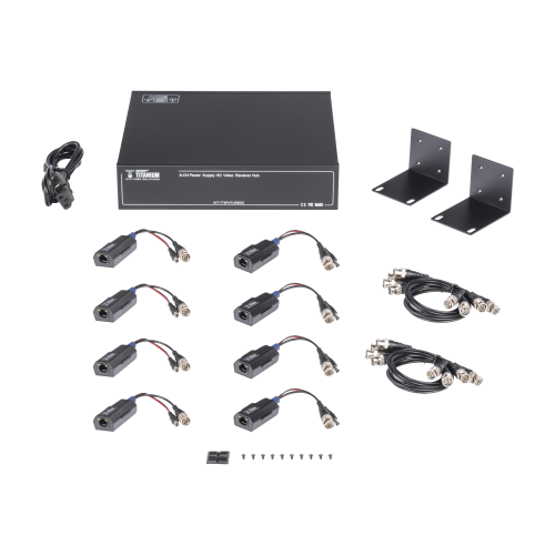 EPCOM TITANIUM KITTT8PVTURBOX Kit de TRANSCEPTOR ACTIVO DE 8 CANALES, VIDEO+PODER en un solo Cable UTP, 150 metros en 4K, 200 metros en 5 MP/ Envía 36 Vcc y Recibe 12 Vcc, TODO INCLUIDO PARA RACK, Compatible con cámaras HD-TVI/CVI/AHD/CVBS, INSTALACI