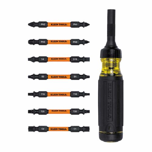 KLEIN TOOLS DESARMADOR MULTIPUNTA 15 EN 1, MATRACA RESISTENTE, SIETE PUNTAS DE DOBLE EXTREMO, GRADO INDUSTRIAL, MANGO CUSHION-GRIP, RESISTENTE AL IMPACTO, 32315-HD