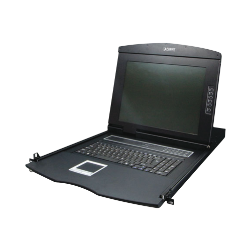 PLANET KVM-210-08M Switch KVM con Monitor de 17″con Teclado y Trackpad para Rack de 1U de Cuatro Postes, 8 Puertos VGA Para Acceder y Controlar Hasta 8 Computadoras Desde una Sola Consola