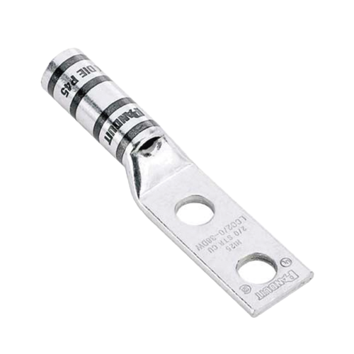 PANDUIT LCC6-12W-L Zapata de compresión LCC6-12W-L para cal. 6 Awg, Doble barreno para tornillo prisionero de 1/2, Espaciado de orificio 44.5mm, 1 Pz
