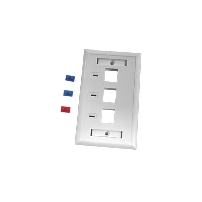 LINKEDPRO BY EPCOM LP-FP-23 Placa de pared, de 3 puertos, Keystone, con espacio para etiqueta – Color Blanco